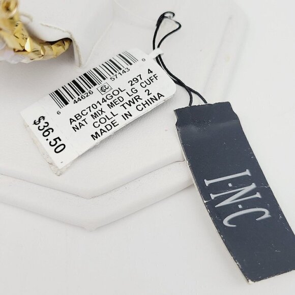 INC 5 Strand Open Memory Wire Bracelet Faceted Crystals Gold & Neutral Tones NWT - Picture 7 of 10